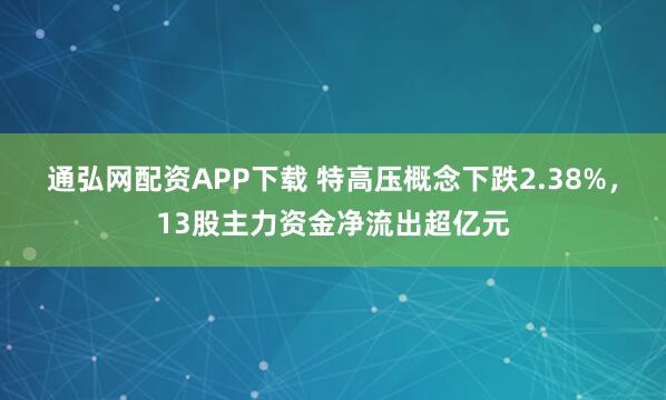 通弘网配资APP下载 特高压概念下跌2.38%，13股主力资金净流出超亿元