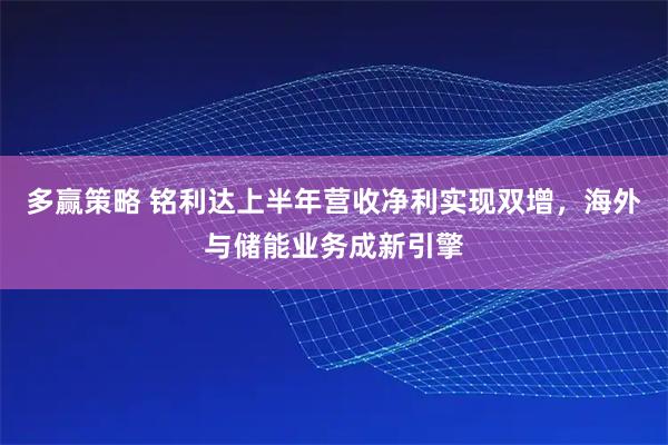 多赢策略 铭利达上半年营收净利实现双增，海外与储能业务成新引擎